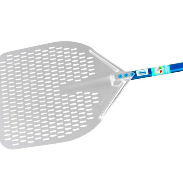 Pala para Pizza Perforada de Aluminio – Mango Azul