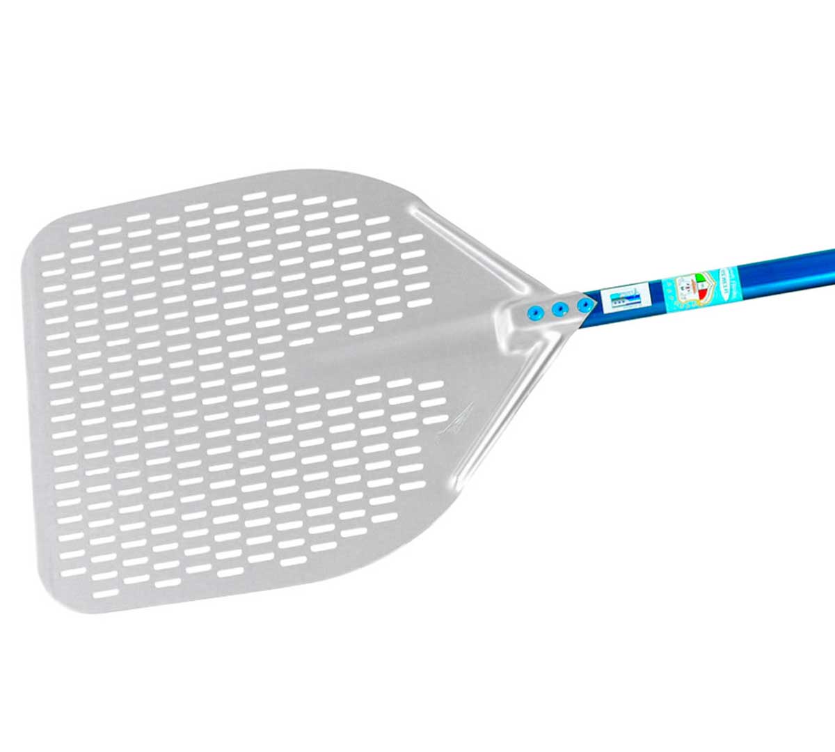 Pala para Pizza Perforada de Aluminio – Mango Azul